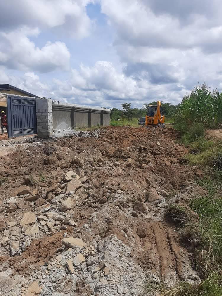 Site works along a boundary wall